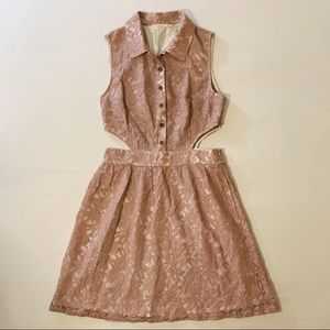 Lush Sleeveless Pink Lace Dress